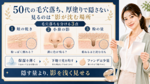 50代の毛穴落ち 厚塗りで隠さない 見るのは影が沈む場所