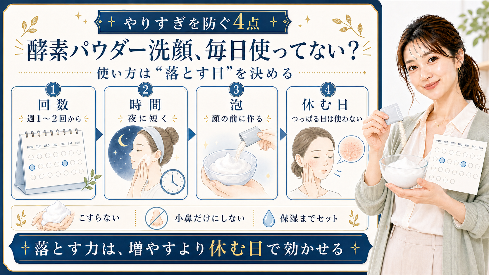 酵素パウダー洗顔 毎日使ってない 使い方は落とす日を決める