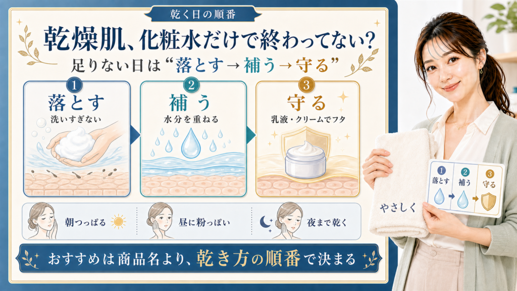 乾燥肌 化粧水だけで終わってない 足りない日は落とす補う守る