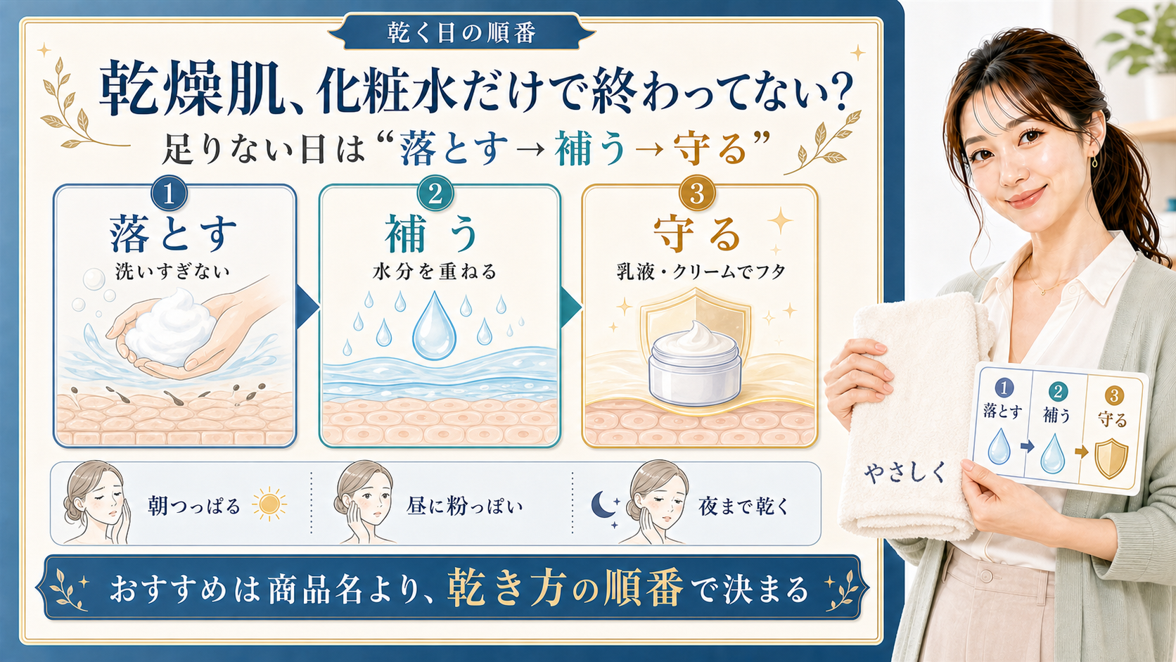 乾燥肌 化粧水だけで終わってない 足りない日は落とす補う守る
