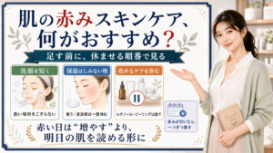 肌の赤みがある日のスキンケアは足す前に休ませる順番で選ぶ解説ボード