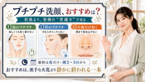 プチプチ洗顔のおすすめを粒感より翌朝の普通さで見分ける解説ボード