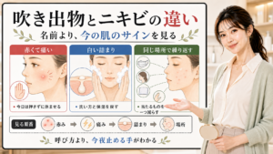 吹き出物とニキビの違いは名前より赤み・痛み・白い詰まり・場所で見る