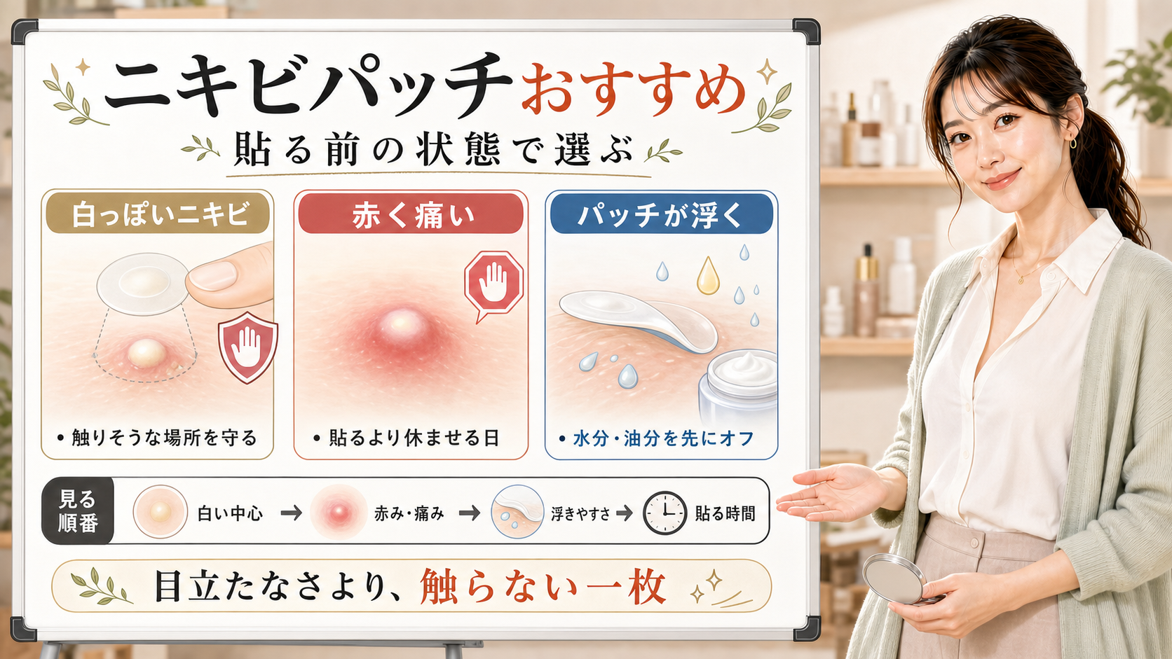ニキビパッチおすすめは白いニキビ・赤み・浮きやすさ・貼る時間で選ぶ