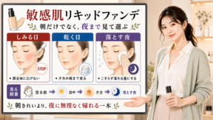 敏感肌のリキッドファンデはしみる日・乾く日・落とす夜で選ぶ