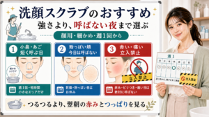 洗顔スクラブのおすすめは顔用細かめ週1回から小鼻あごだけ短く呼び赤い痛い粉っぽい日は休む