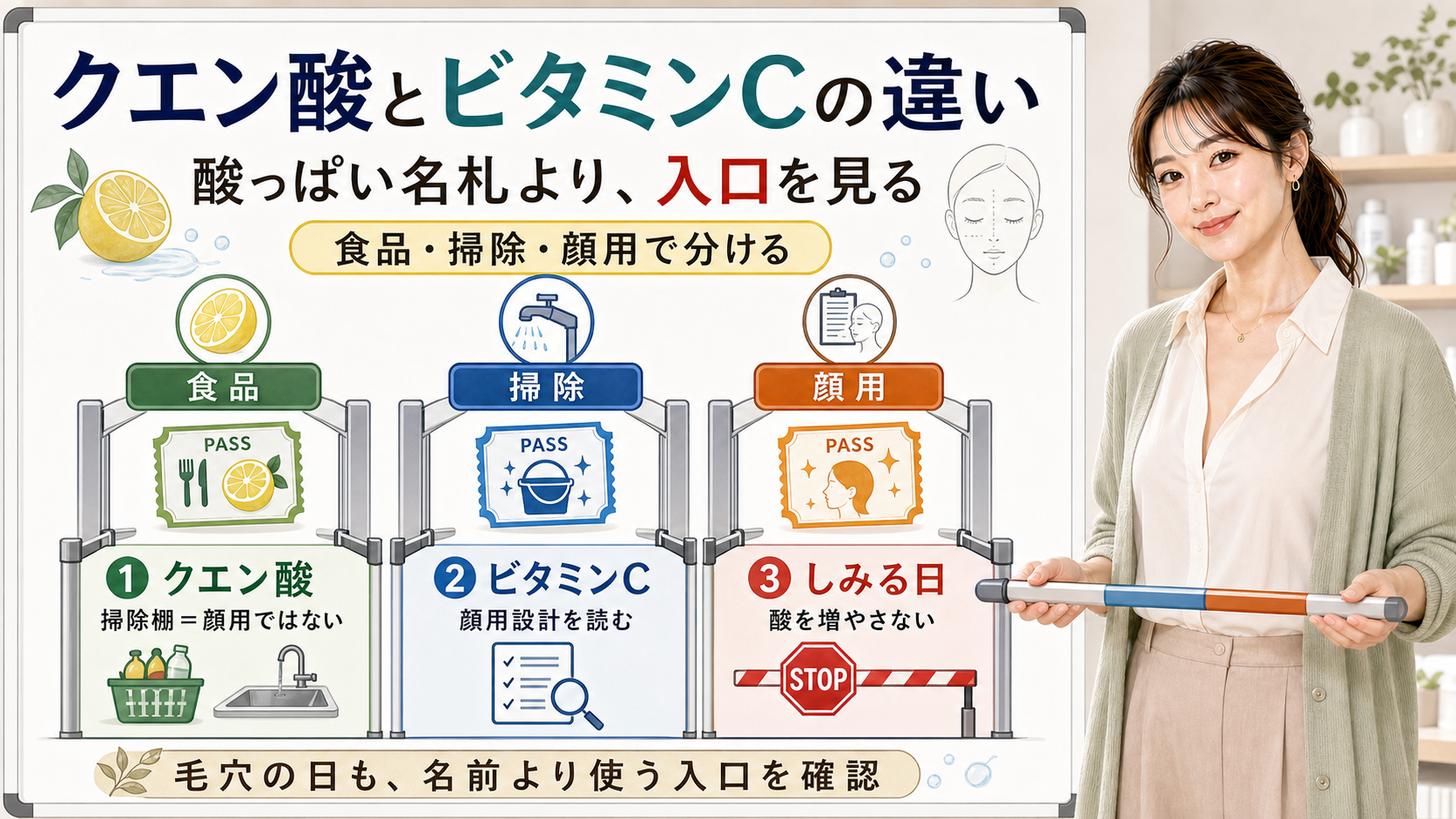 クエン酸とビタミンCの違いは食品掃除顔用の入口で分け掃除棚のクエン酸を顔用と考えない
