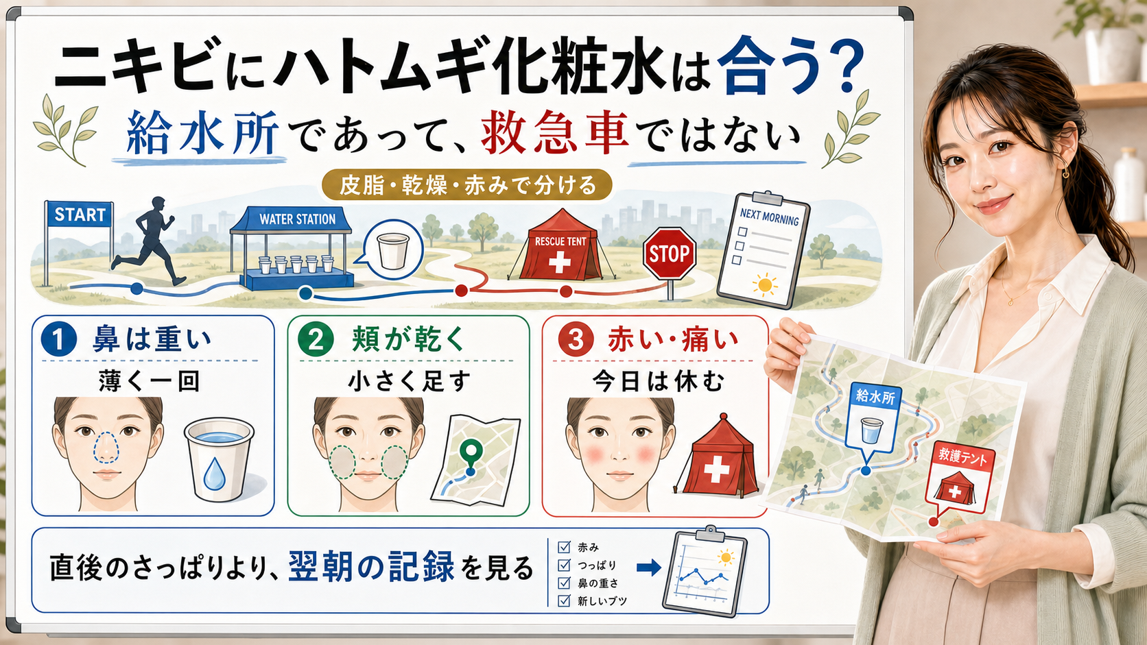 ニキビにハトムギ化粧水は給水所として皮脂乾燥赤みで分け赤い痛い日は休む