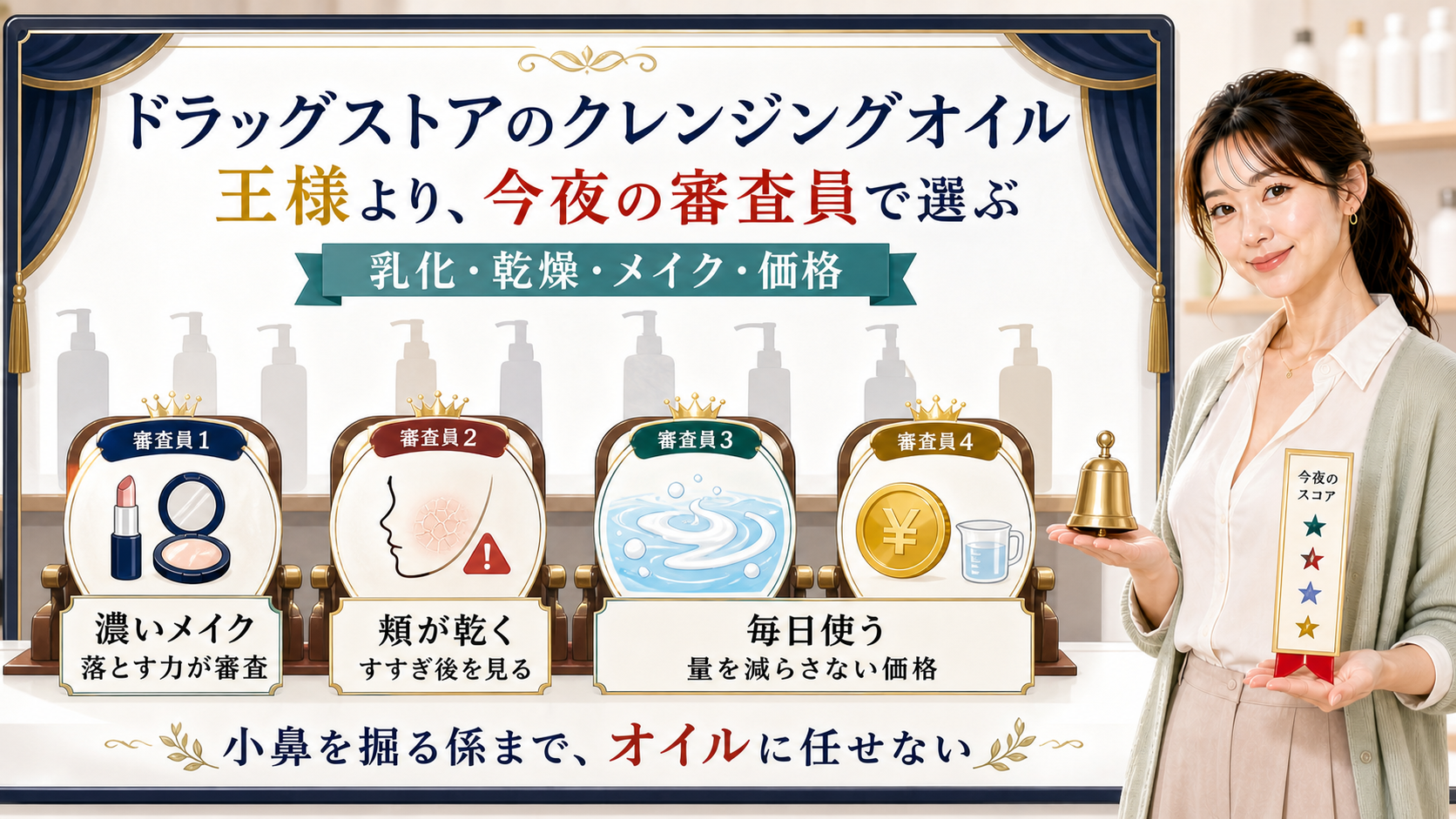 ドラッグストアのクレンジングオイルは濃いメイク頬の乾き乳化価格を審査員にして選ぶ