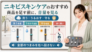 ニキビスキンケアのおすすめは洗ううるおす守るの音量を分け赤く痛い時は相談チャンネルへ渡す