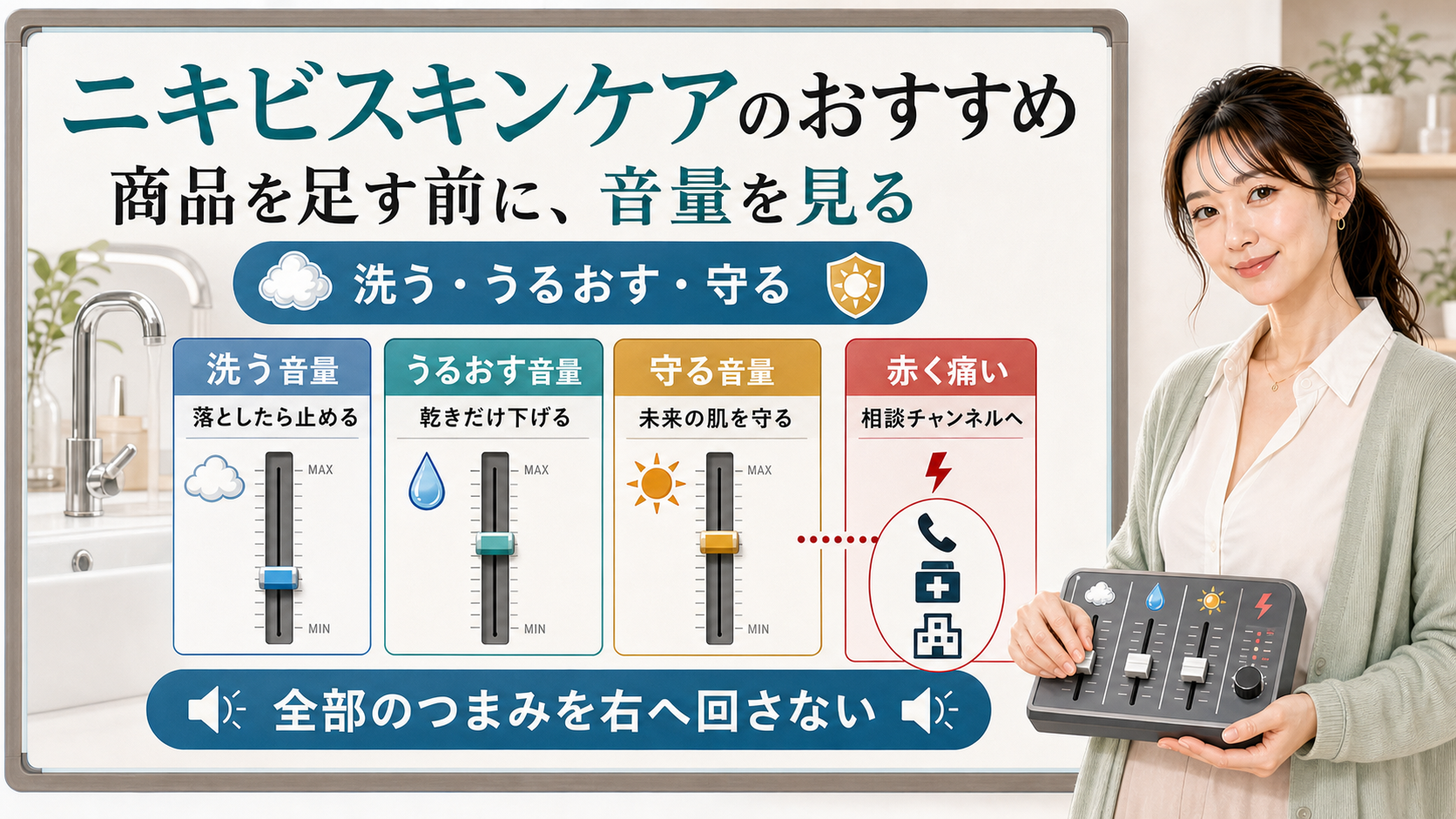 ニキビスキンケアのおすすめは洗ううるおす守るの音量を分け赤く痛い時は相談チャンネルへ渡す