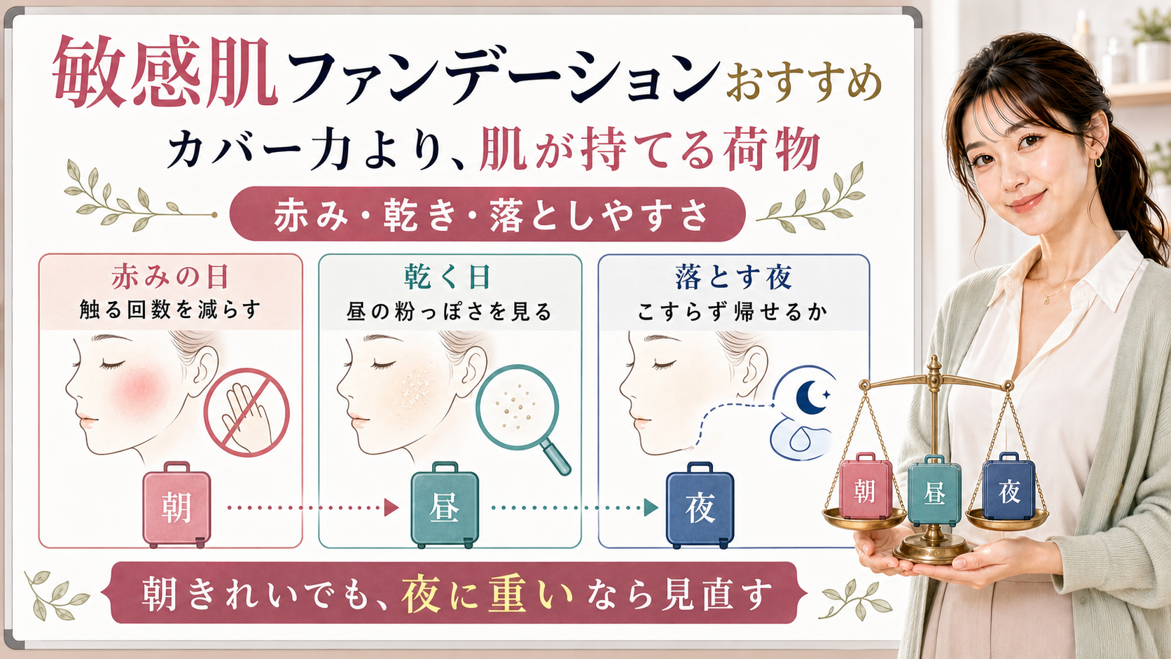 敏感肌ファンデーションおすすめは赤みの日乾く日落とす夜まで肌が持てる荷物として選ぶ