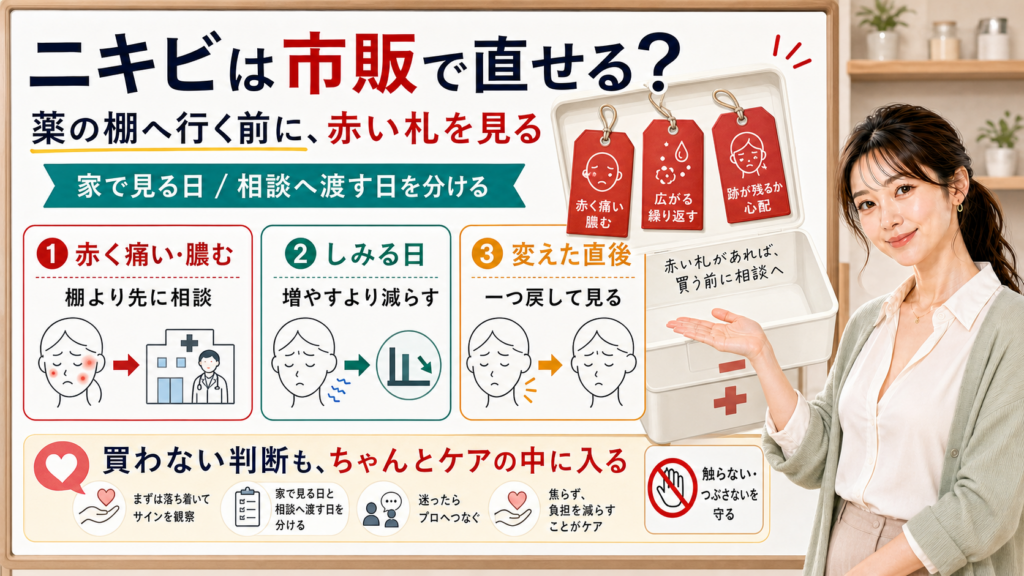 ニキビを市販で直す前に赤く痛い膿むしみる変えた直後の赤い札を見て相談へ渡す日を分ける