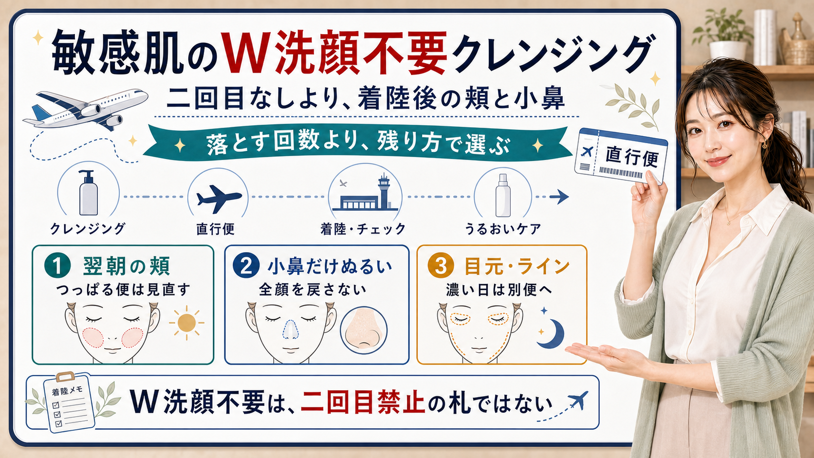 敏感肌のW洗顔不要クレンジングは落とす回数ではなく翌朝の頬小鼻だけのぬるさ目元ラインの残り方で選ぶ