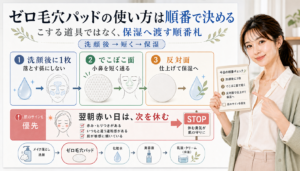 メディキューブゼロ毛穴パッドは洗顔後に短く使い反対面で仕上げて保湿へ渡し翌朝赤い日は休む
