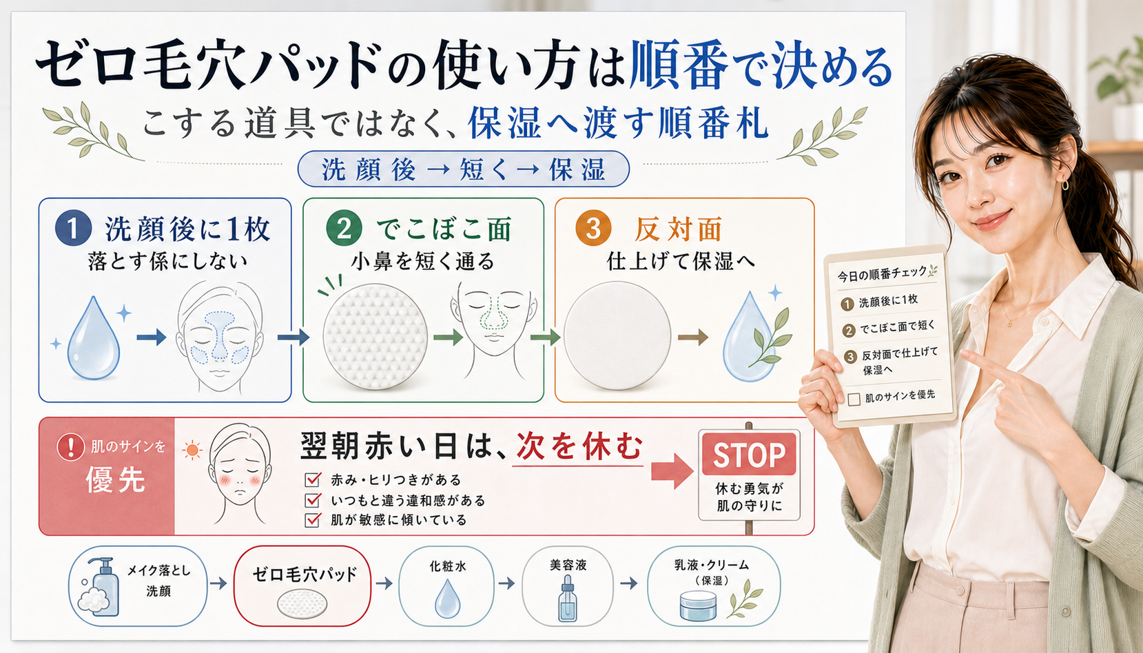 メディキューブゼロ毛穴パッドは洗顔後に短く使い反対面で仕上げて保湿へ渡し翌朝赤い日は休む