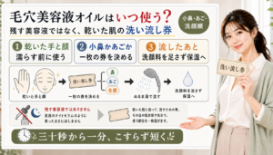 コスメデコルテ毛穴美容液オイルは残す美容液ではなく乾いた手と顔に使い小鼻かあごかを決めて流す