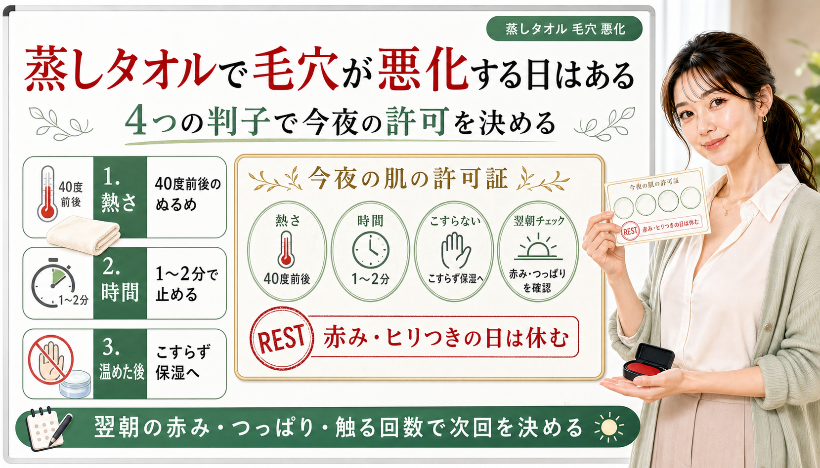 蒸しタオルで毛穴が悪化する日を熱さ時間こすらない翌朝チェックの許可証で整理する解説アイキャッチ