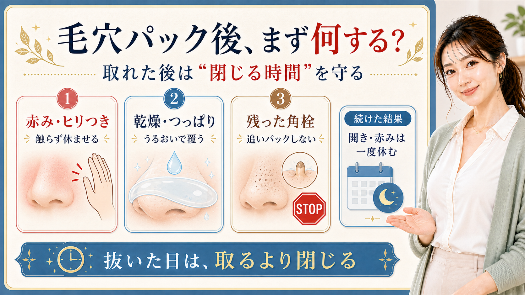 毛穴パック後の赤み・乾燥・残った角栓を取るより閉じる時間で落ち着かせるアイキャッチ