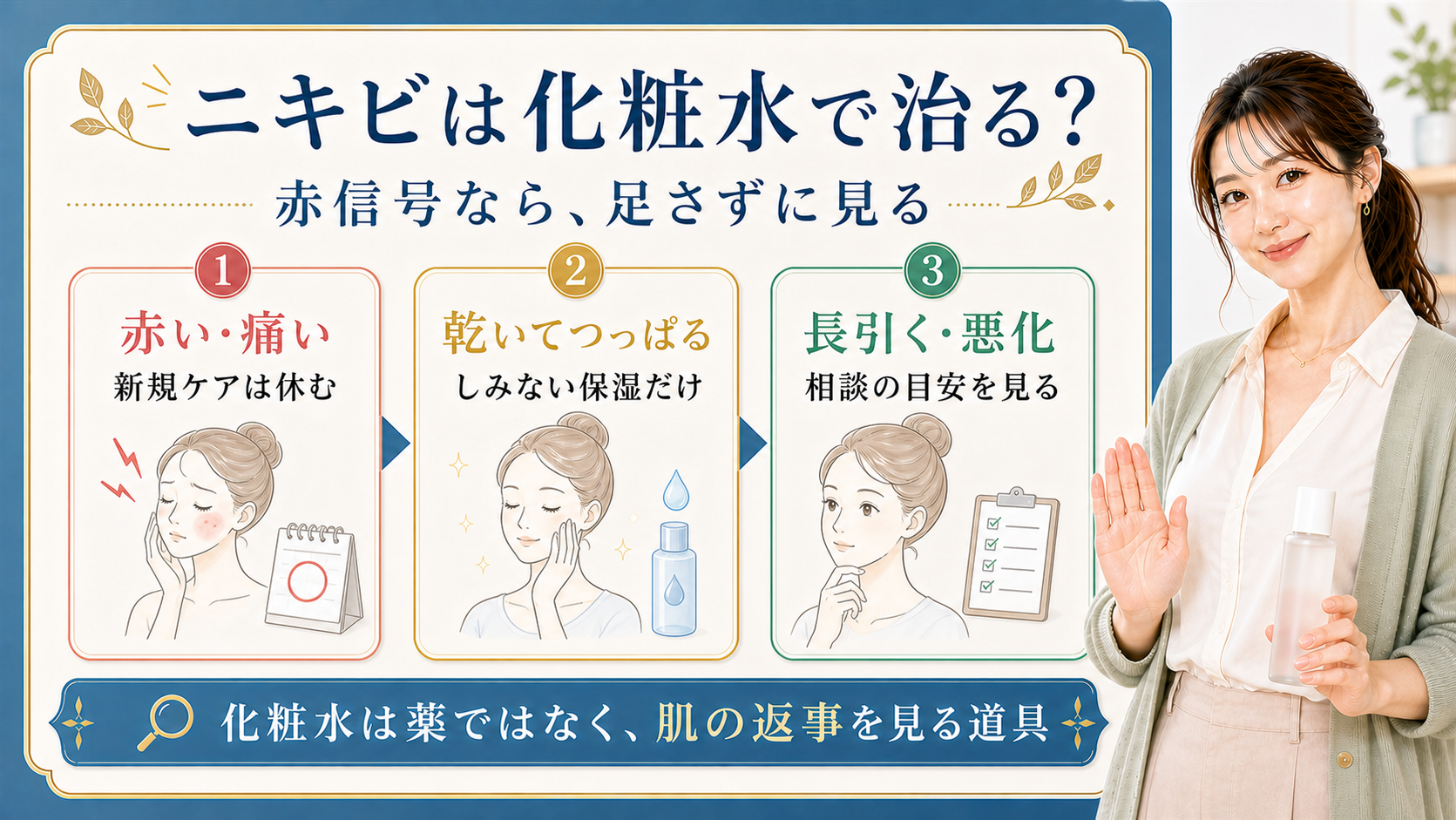 ニキビ化粧水 赤信号なら足さずに見るのアイキャッチ