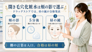 開き毛穴化粧水は頬の影で選ぶ。昼の鏡で判断するアイキャッチ