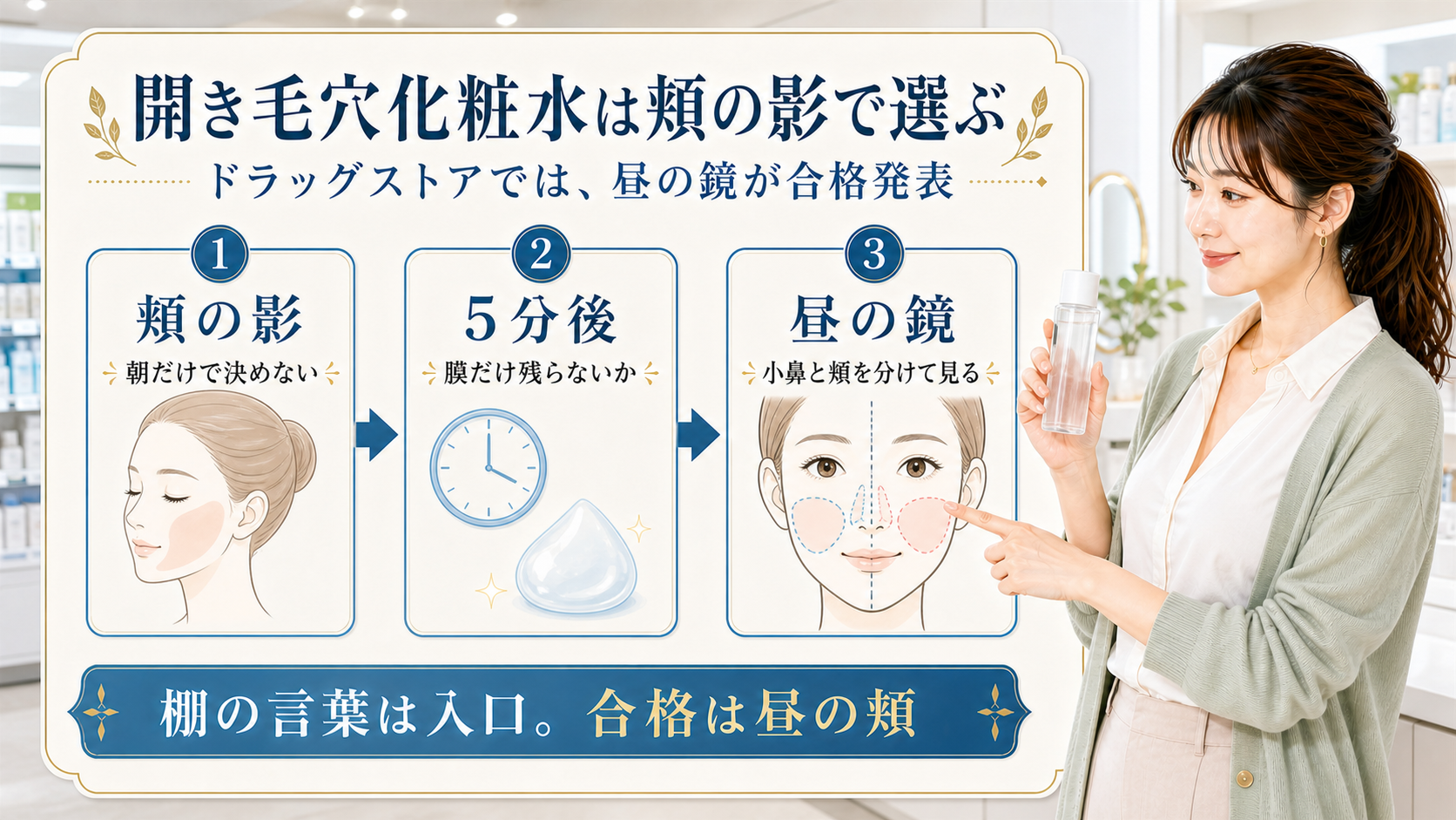 開き毛穴化粧水は頬の影で選ぶ。昼の鏡で判断するアイキャッチ