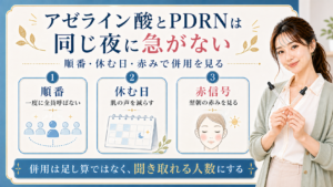 アゼライン酸とPDRN併用は順番と休む日で見るアイキャッチ