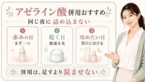 アゼライン酸併用おすすめは？同じ夜に詰め込まない組み合わせのアイキャッチ