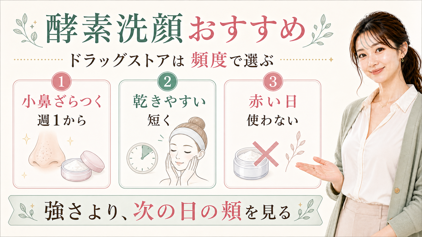 酵素洗顔おすすめはドラッグストアでどう選ぶ？小鼻・頻度・乾燥で見るのアイキャッチ