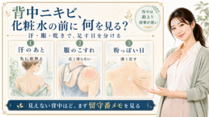 背中ニキビに化粧水は必要？汗・服・乾きで分ける使い方のアイキャッチ