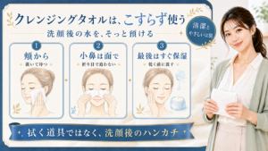 クレンジングタオルの使い方は？こすらず押さえる洗顔後の終わらせ方のアイキャッチ
