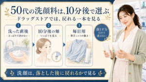 50代の洗顔料はドラッグストアでどう選ぶ？落とすより戻れる一本のアイキャッチ
