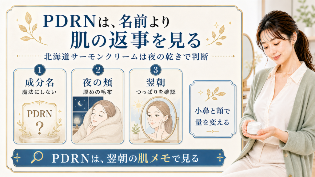 北海道サーモンクリームのPDRNは何を見る？期待しすぎない使い方のアイキャッチ