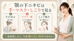 顎の下ニキビを手、マスク、しこり痛みで分けて押さない夜を決める美容ボード