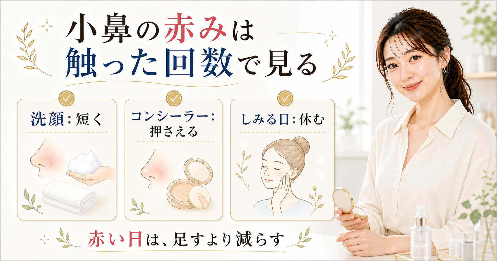 小鼻の赤みを触った回数で見るlatest beauty-board