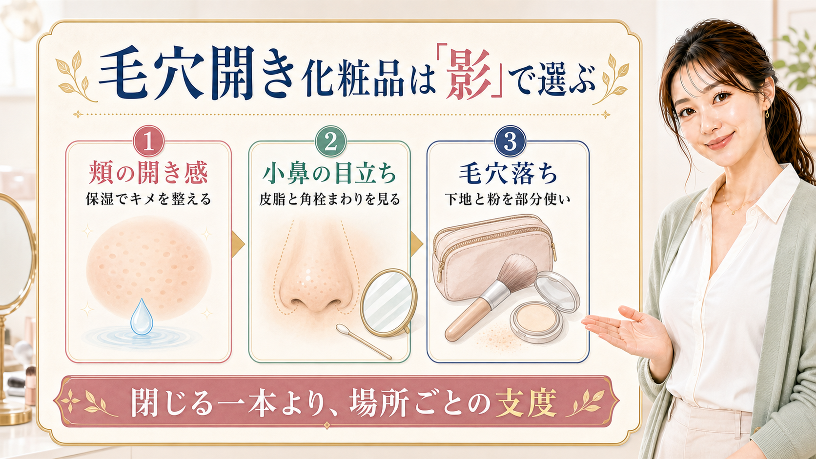 毛穴開き化粧品は影で選ぶ アイキャッチ