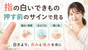 指の白いできものを押す前に痛み・水ぶくれ・硬い粒のサインで見る解説