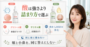 グリコール酸とサリチル酸は強さより肌の詰まり方で選ぶ