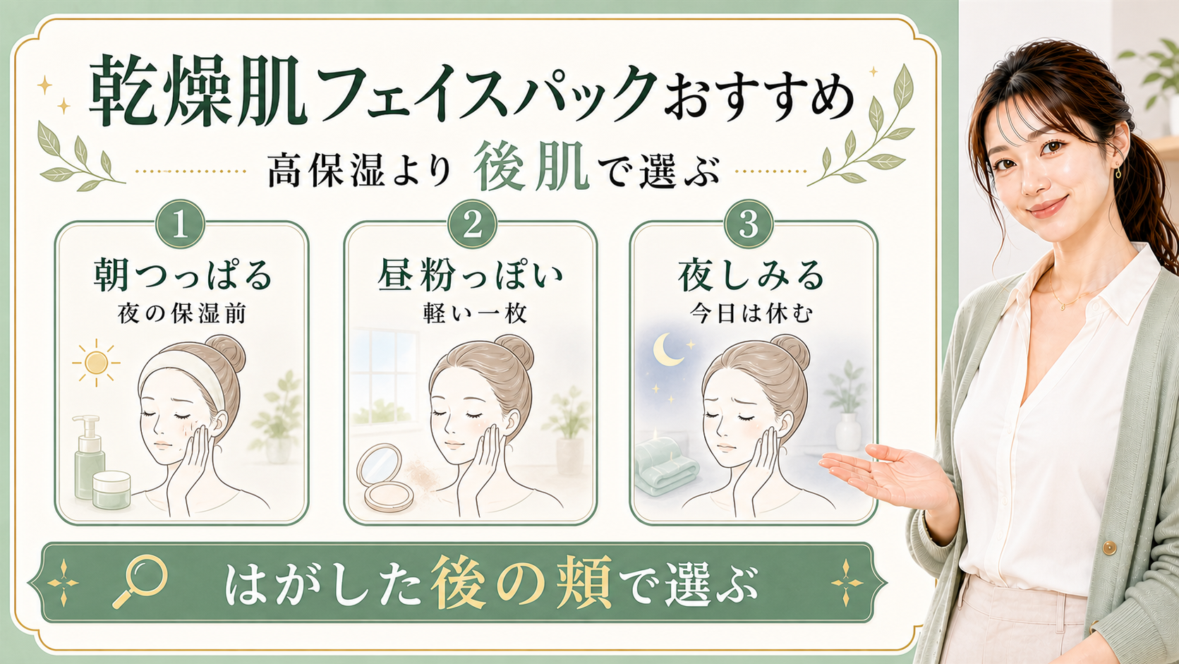 乾燥肌フェイスパックおすすめは高保湿より後肌で選ぶ