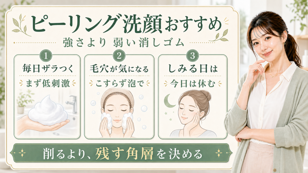 ピーリング洗顔おすすめは強さより弱い消しゴムで選ぶ