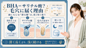 BHAとサリチル酸の関係や毛穴に届く理由と使い方を説明するアイキャッチ