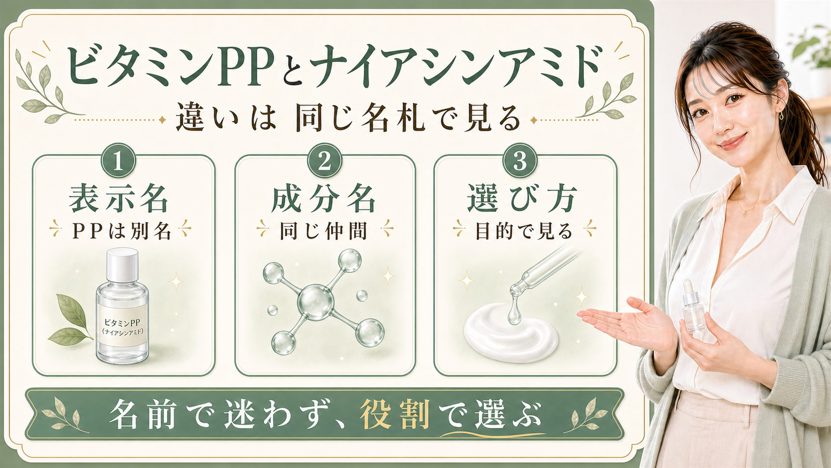 ビタミンPPとナイアシンアミドの違いは同じ名札として見る