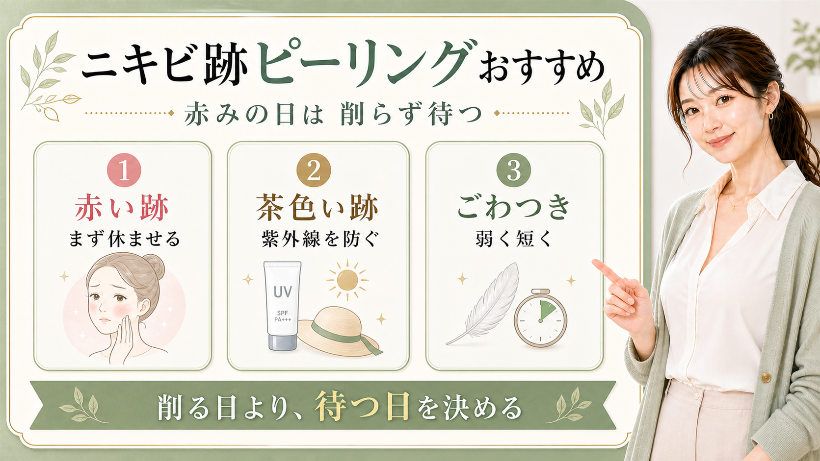 ニキビ跡ピーリングのおすすめは赤みの日は削らず待つ