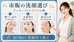 市販の洗顔選びを頬つっぱり小鼻残り赤みの日で分ける美容ボード