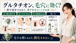 グルタチオンが毛穴の酸化黒ずみやくすみにどう関わるかを説明するアイキャッチ