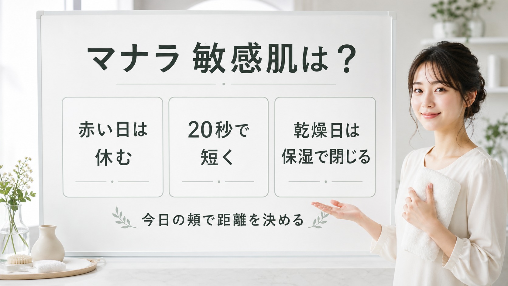 マナラホットクレンジングゲルを敏感肌で使う時の赤み・20秒・乾燥日の保湿を整理する美容解説ボード