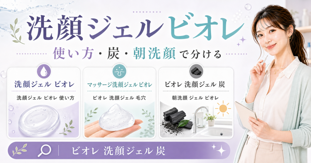 洗顔ジェル ビオレを使い方、マッサージ洗顔ジェル、炭、朝洗顔の検索枝で整理した図解