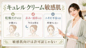 キュレル クリーム 敏感肌で乾燥だけの日、赤み湿疹の日、ニキビ不安の日を分けるアイキャッチ
