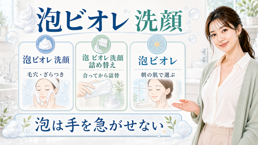 泡ビオレ洗顔を毛穴・乾燥・皮脂と朝の肌サインで選ぶアイキャッチ