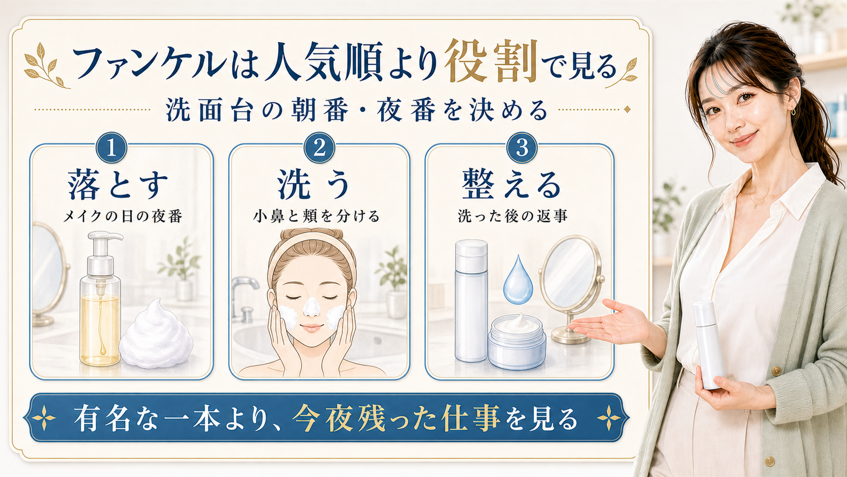 ファンケルを人気順ではなく落とす・洗う・整える役割で見るアイキャッチ